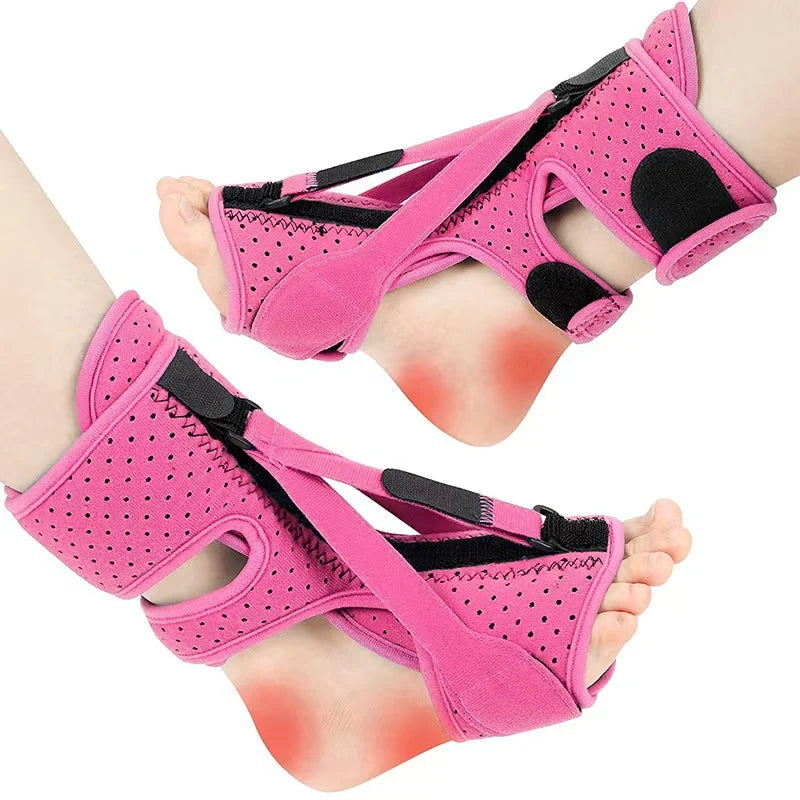 Adjustable Three-Strap Foot Drop Support Brace for Night & Home Use