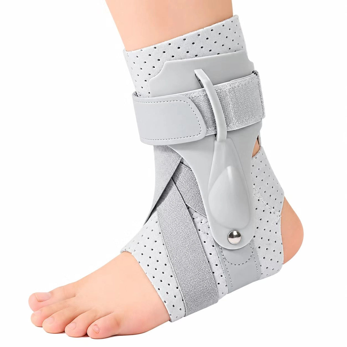 Adjustable Ankle Support Brace with Dual Side Stabilizers – Breathable X-Strap Ankle Wrap for Daily Comfort & Sports