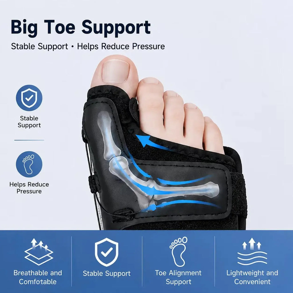 Adjustable Big Toe Support Brace with Rotary Dial – Left / Right Foot