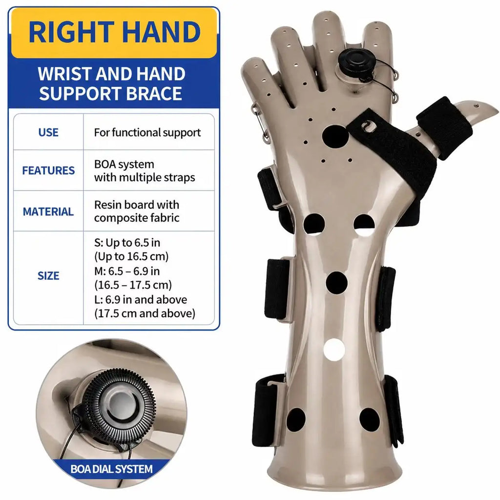 Adjustable BOA Dial Wrist & Hand Support Brace with Finger Positioning Support