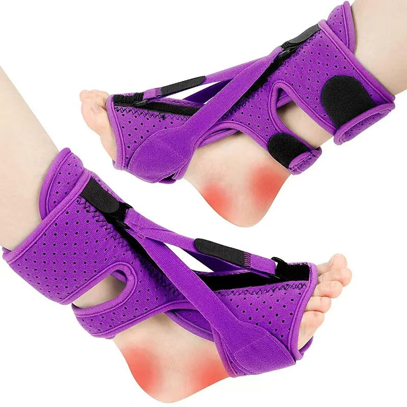 Adjustable Three-Strap Foot Drop Support Brace for Night & Home Use