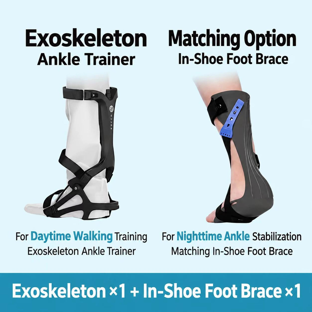 Dynamic Foot Drop Ankle Support Brace – Adjustable Exoskeleton Walking & Training Support