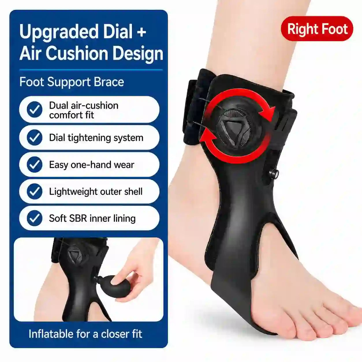 Orthèse releveur de pied avec coussin d'air (AFO)