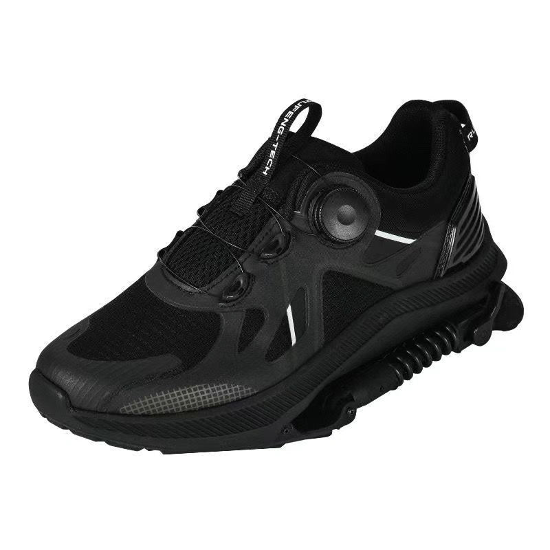 Dual-Mode Spring Shock-Absorbing Running Shoes with Rotary Lacing System
