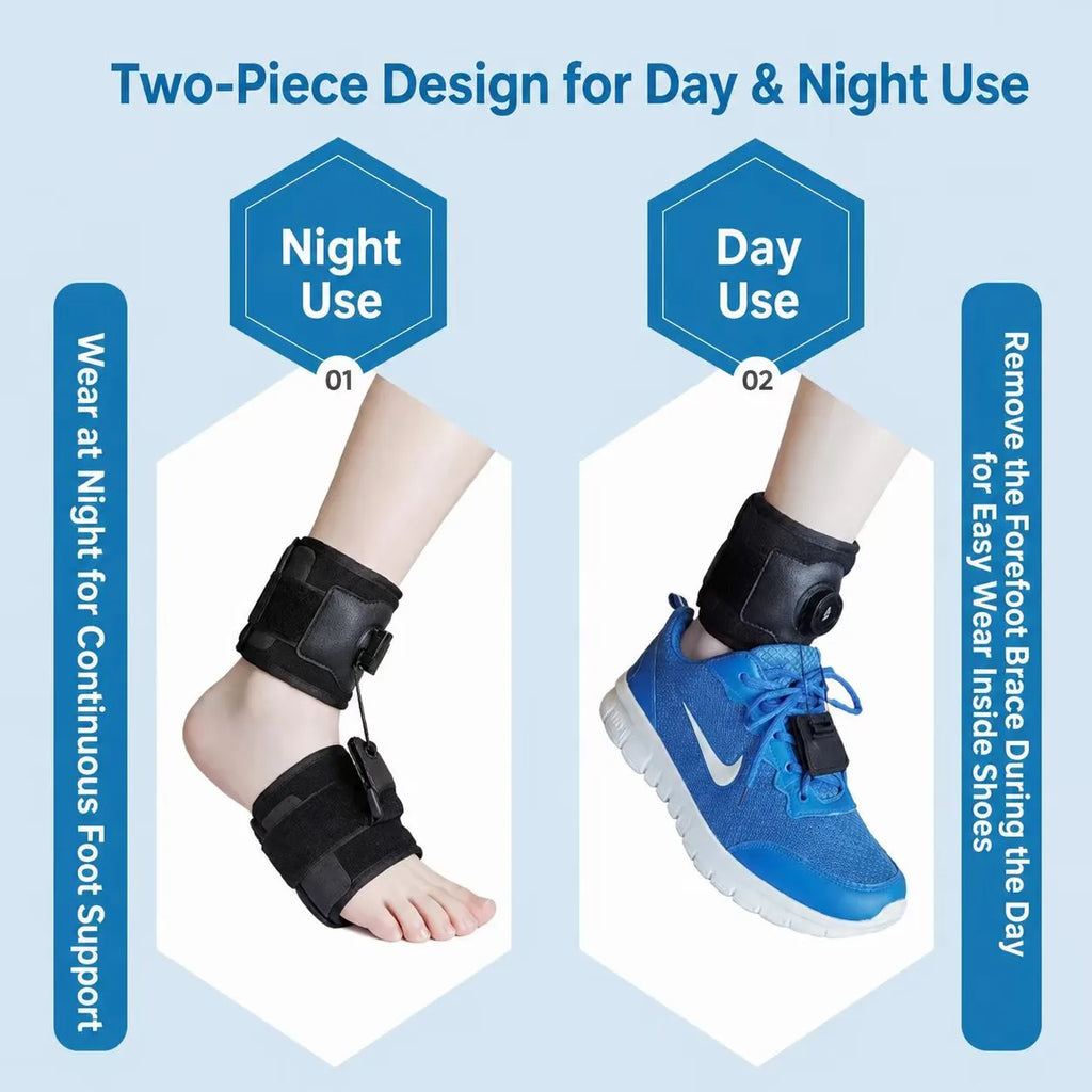 Adjustable Dial Foot Drop Support Brace – Day & Night Ankle Foot Support for Walking