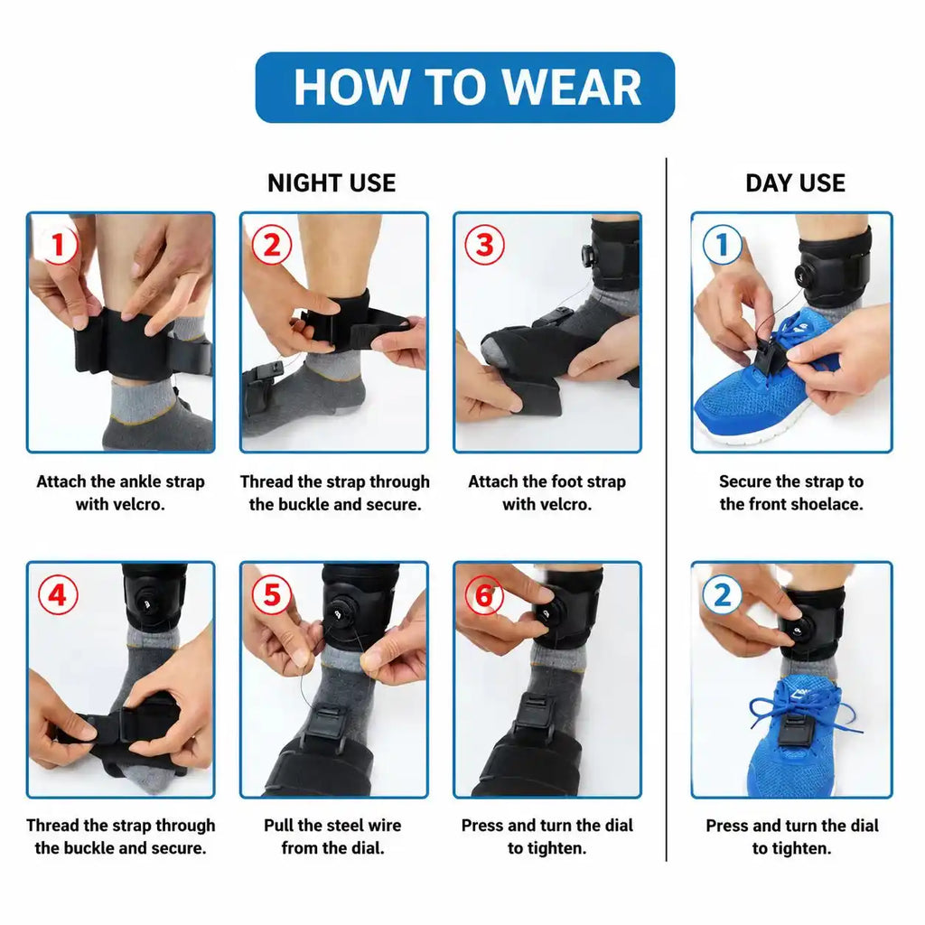 Adjustable Dial Foot Drop Support Brace – Day & Night Ankle Foot Support for Walking