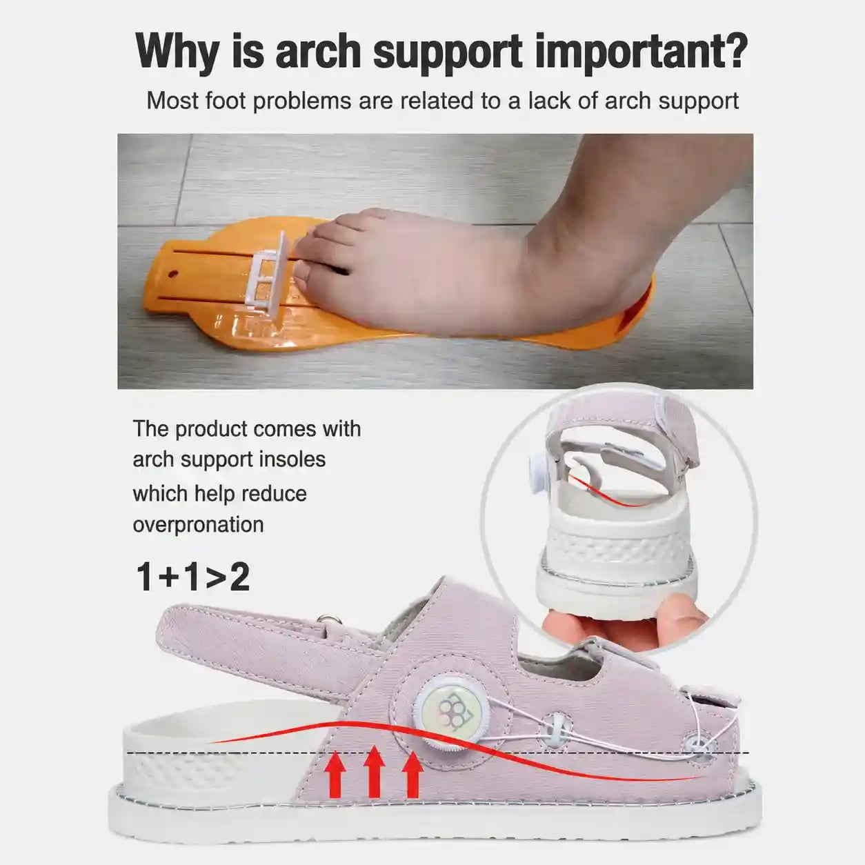 Adjustable Arch Support Sandals with Toe Alignment & Deep Heel Cup