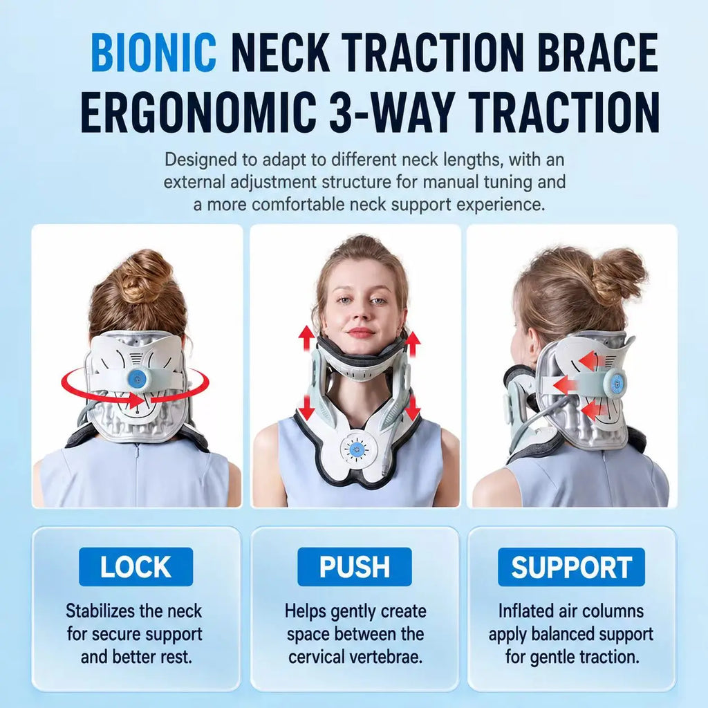 Electric Air-Powered Adjustable Neck Support & Stretching Brace with 3-Point Traction