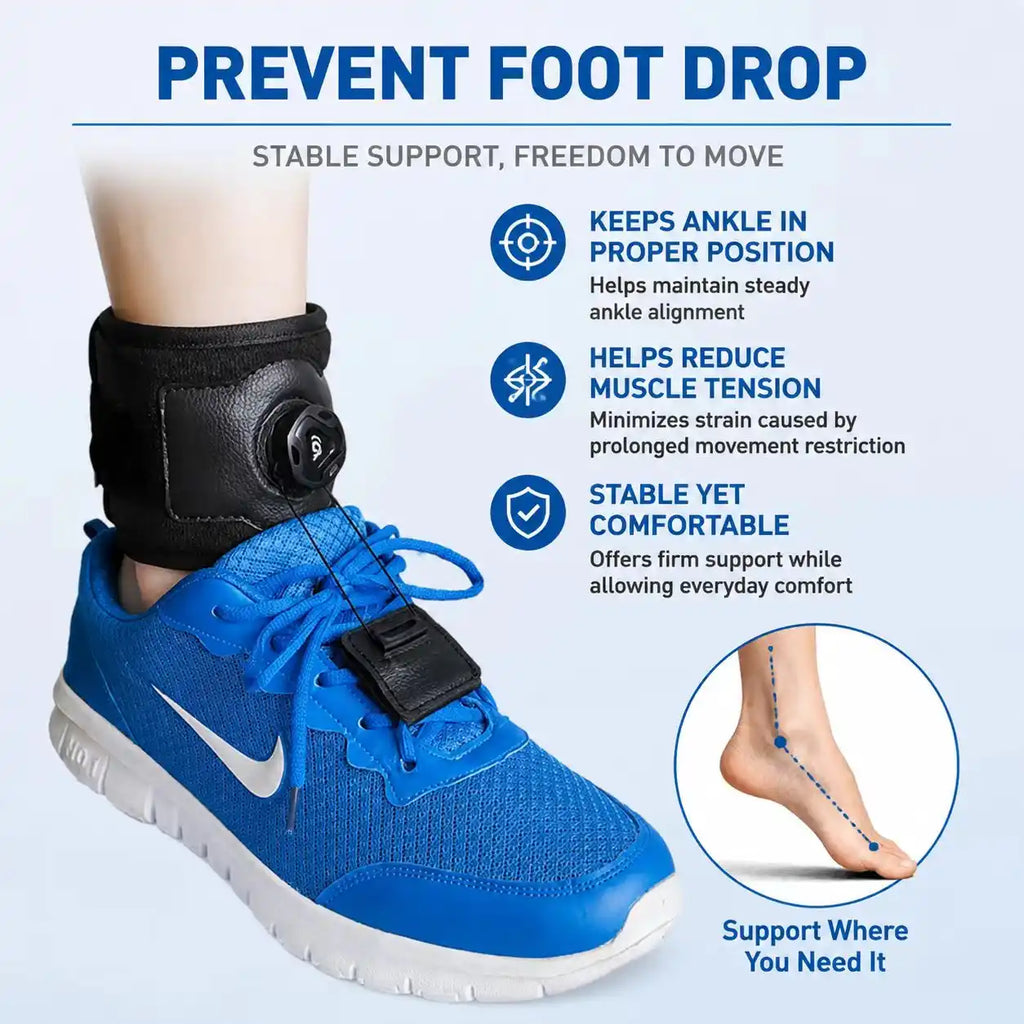 Adjustable Dial Foot Drop Support Brace – Day & Night Ankle Foot Support for Walking