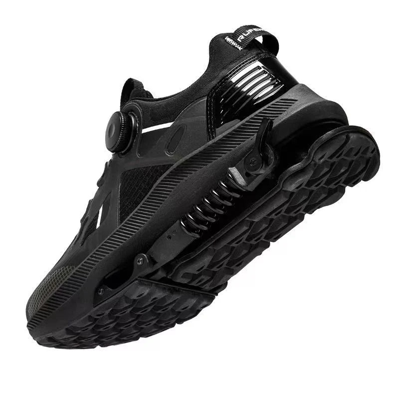 Dual-Mode Spring Shock-Absorbing Running Shoes with Rotary Lacing System