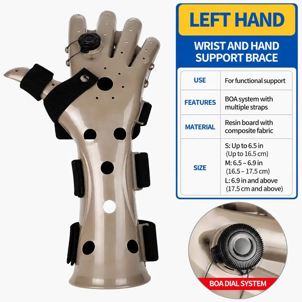 Adjustable BOA Dial Wrist & Hand Support Brace with Finger Positioning Support
