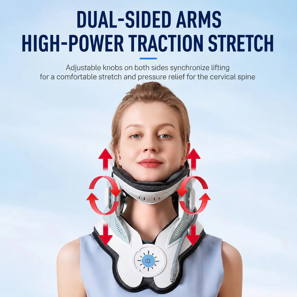 Electric Air-Powered Adjustable Neck Support & Stretching Brace with 3-Point Traction