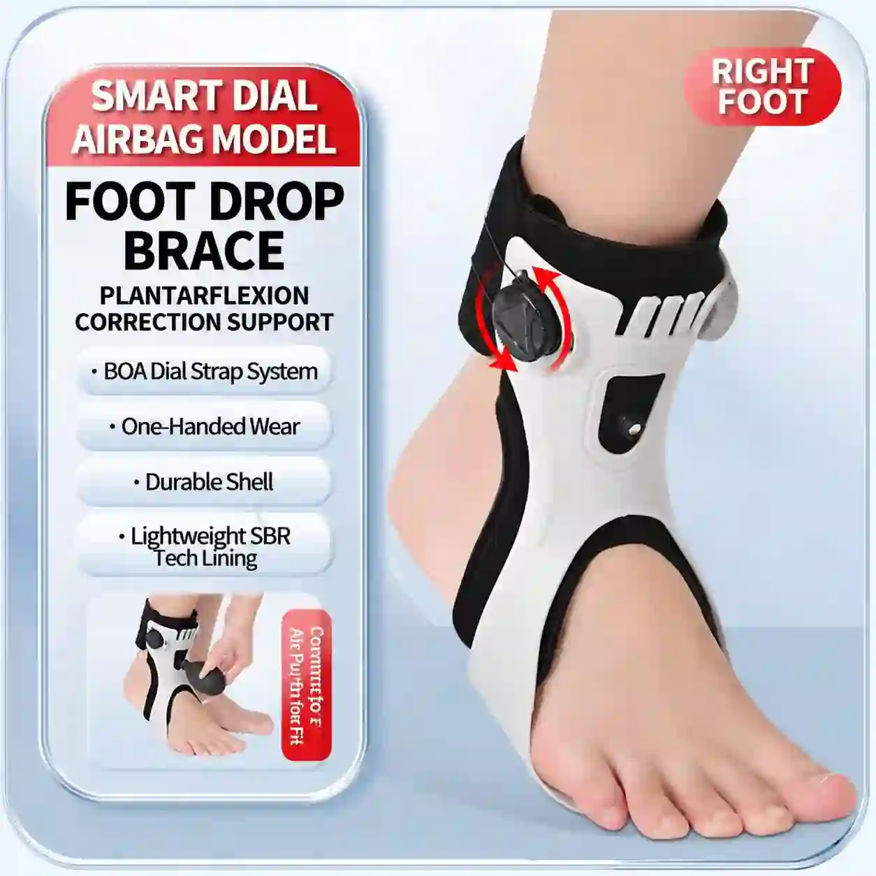 Orthèse releveur de pied avec coussin d'air (AFO)
