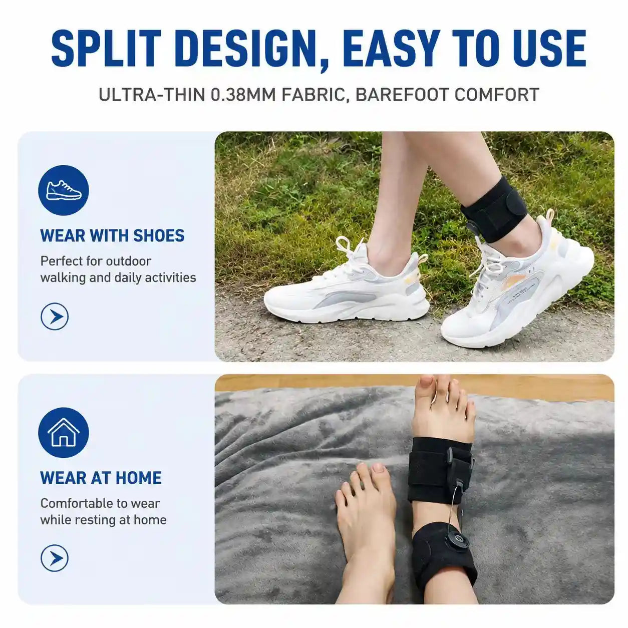 Adjustable Dial Foot Drop Support Brace – Day & Night Ankle Foot Support for Walking