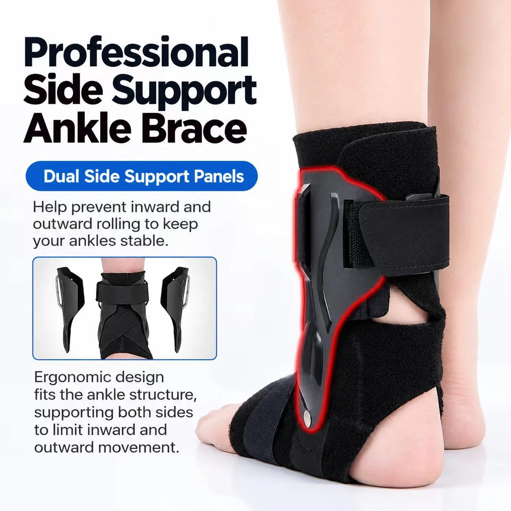 Adjustable Ankle Support Brace with Dual Side Stabilizers – Breathable X-Strap Ankle Wrap for Daily Comfort & Sports
