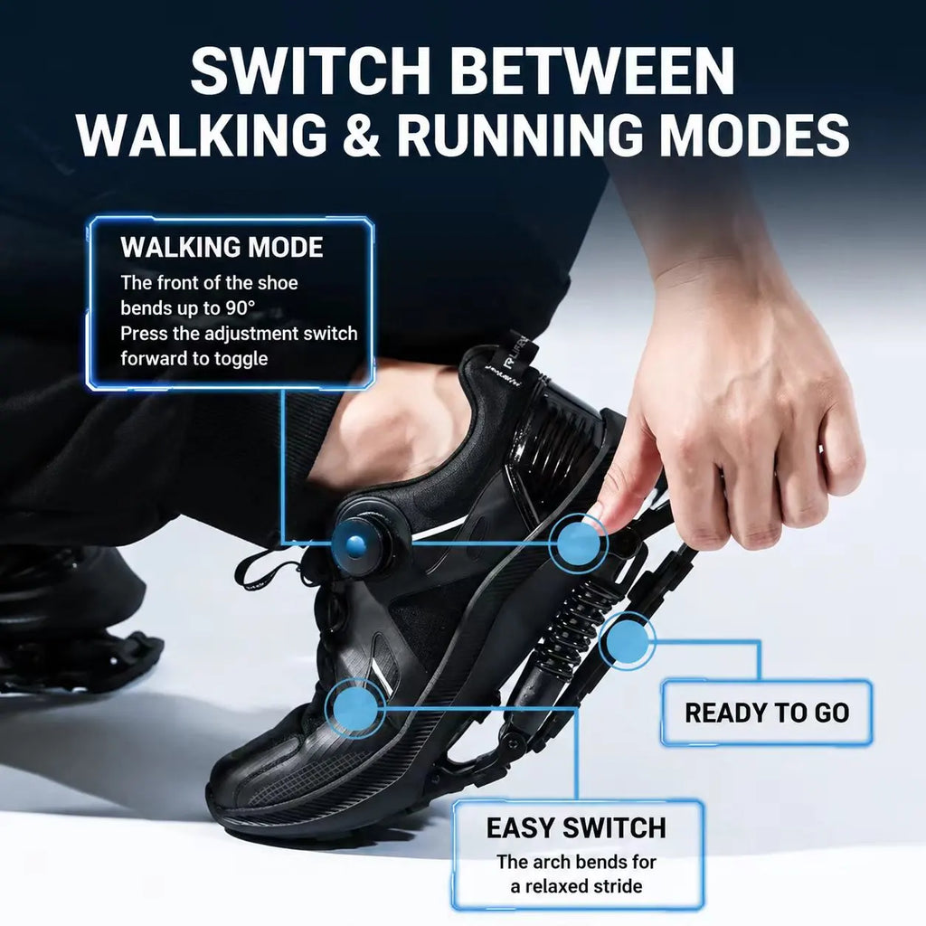 Dual-Mode Spring Shock-Absorbing Running Shoes with Rotary Lacing System