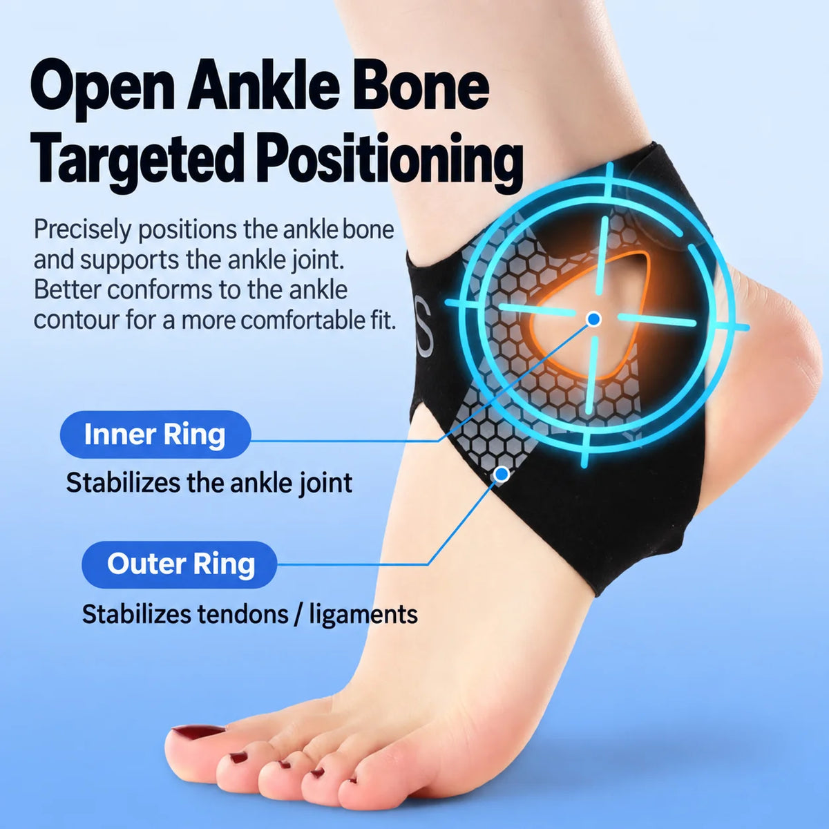 Honeycomb Ankle Support Brace with Dual Adjustable Straps