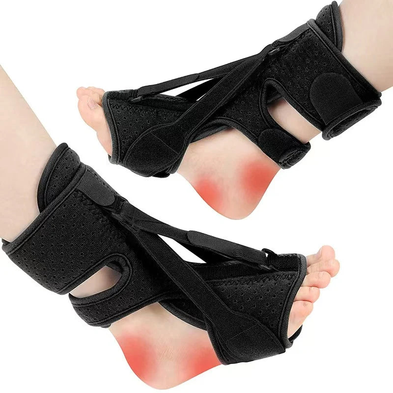Adjustable Three-Strap Foot Drop Support Brace for Night & Home Use