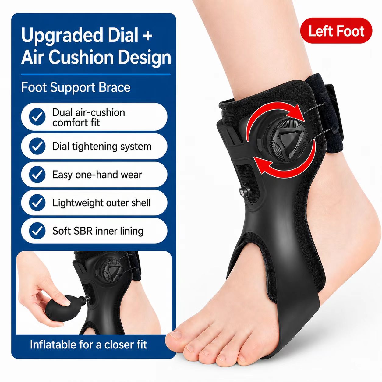 Orthèse releveur de pied avec coussin d'air (AFO)