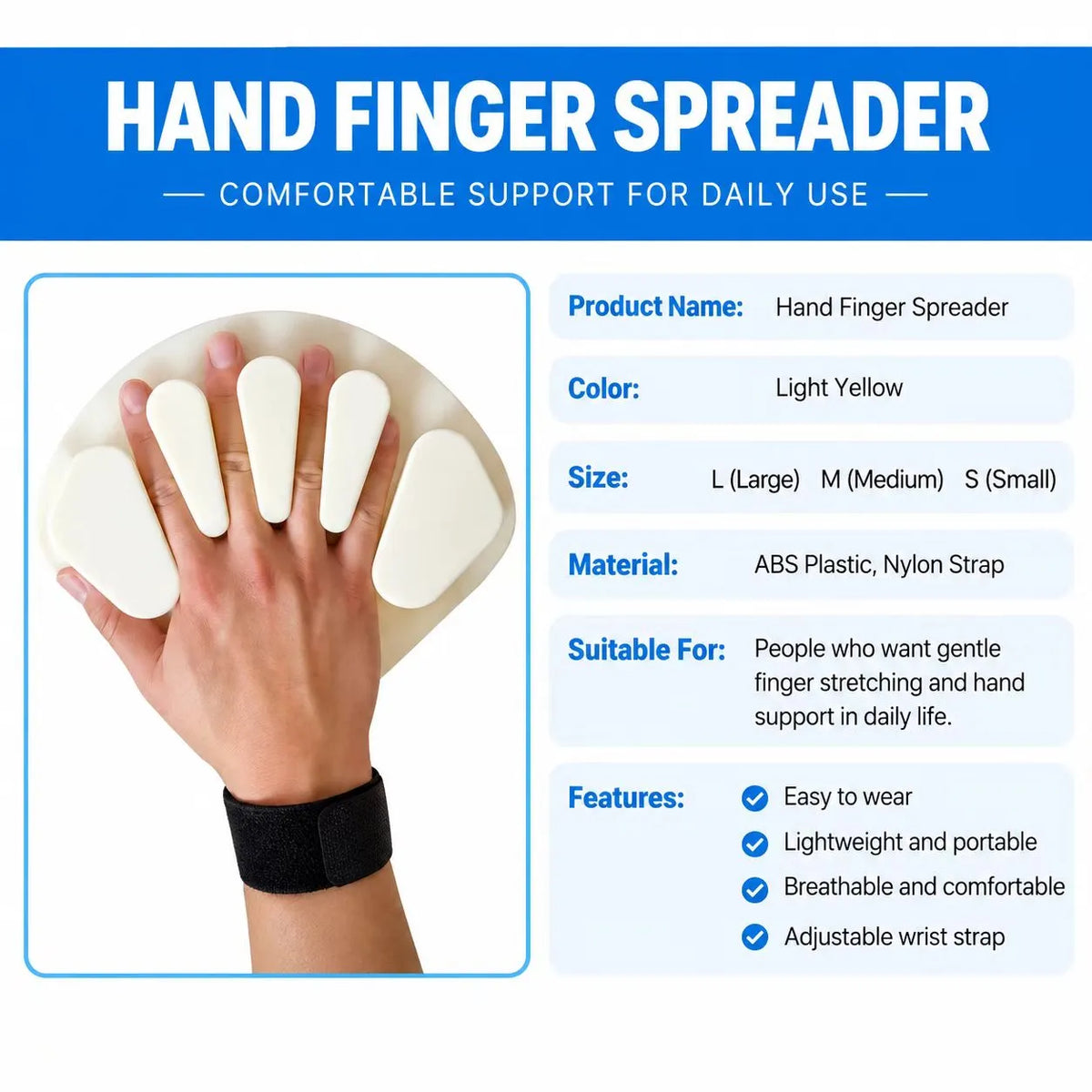 Hand Finger Spreader for Daily Stretching and Hand Support