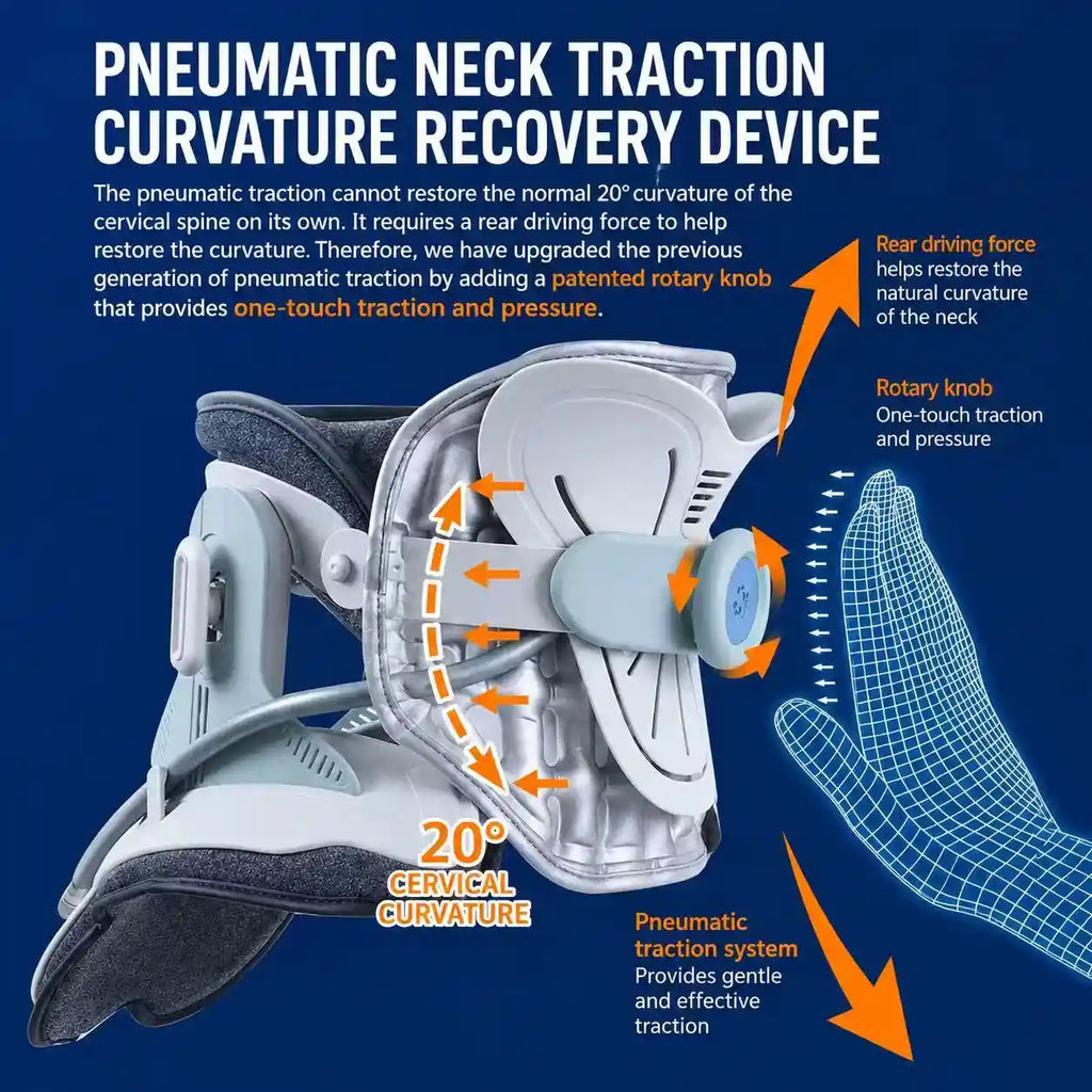 Electric Air-Powered Adjustable Neck Support & Stretching Brace with 3-Point Traction