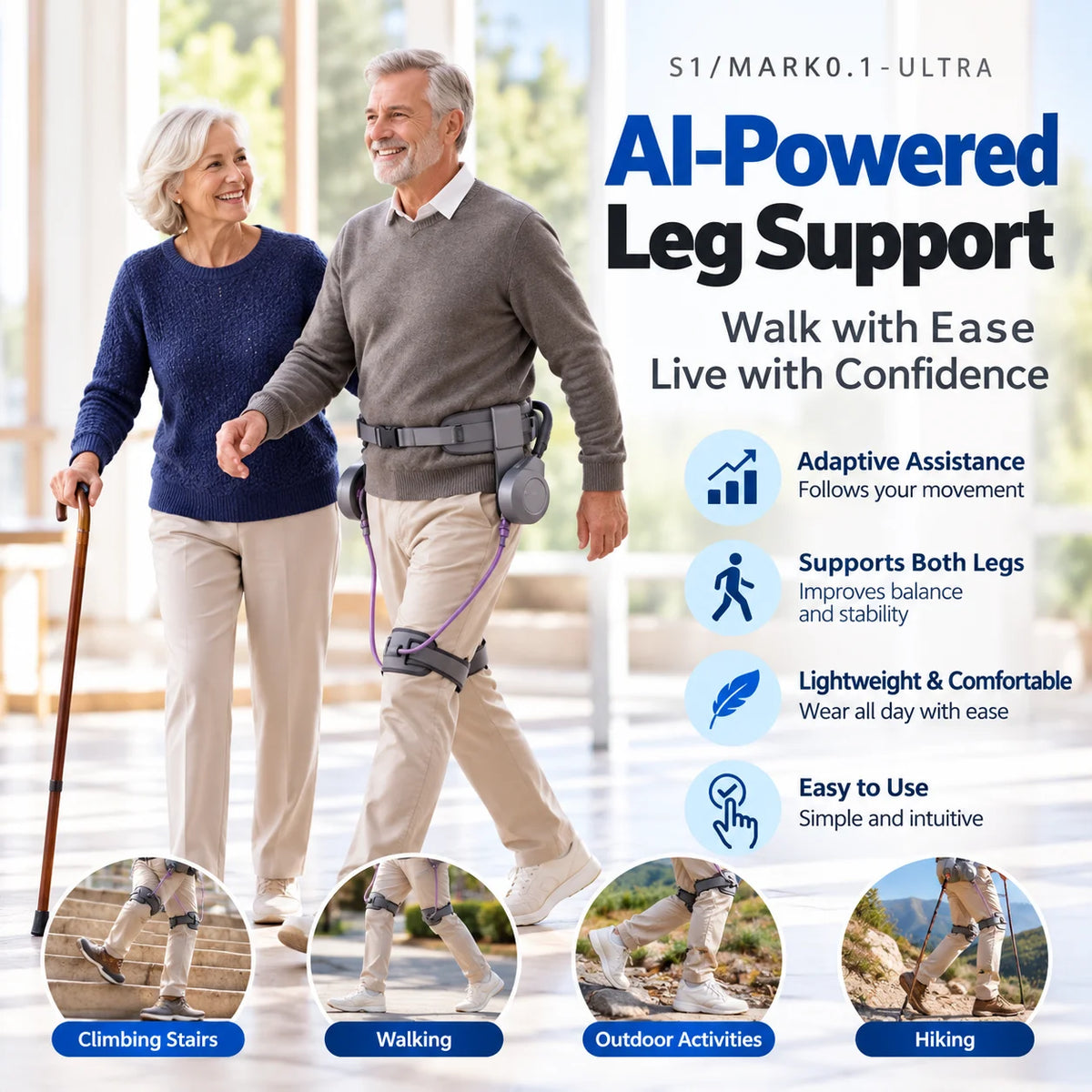 AI-Powered Wearable Walking Assist Exoskeleton – Smart Leg Support