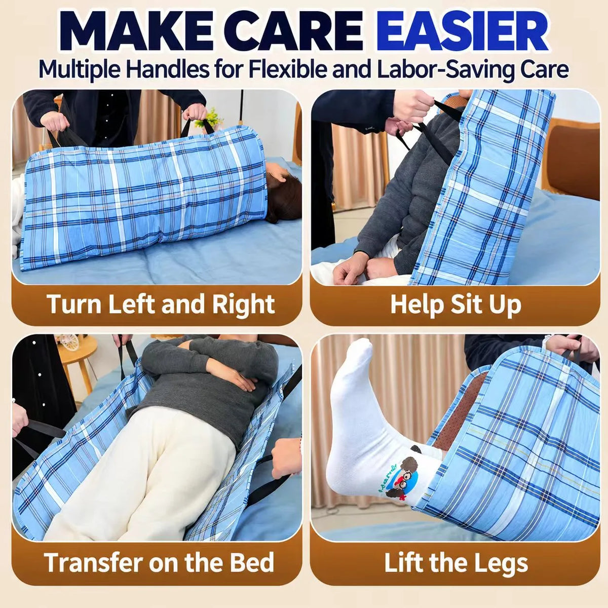 Multi-Functional Bed Transfer & Turning Aid Pad with Handles