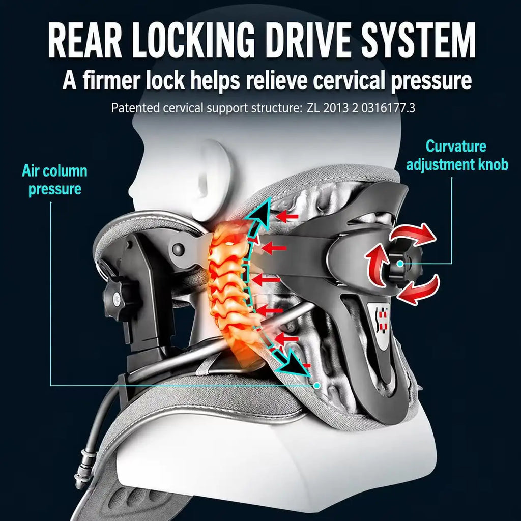 Electric Air-Powered Adjustable Neck Support & Stretching Brace with 3-Point Traction