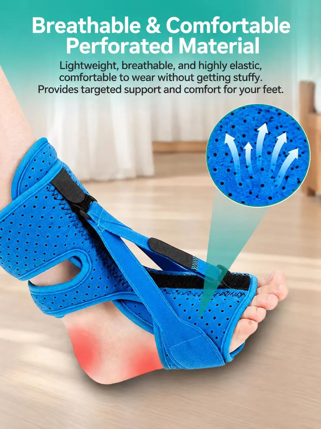 Adjustable Three-Strap Foot Drop Support Brace for Night & Home Use
