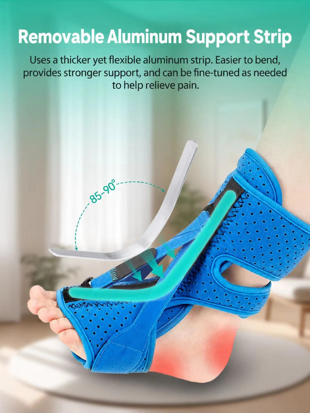 Adjustable Three-Strap Foot Drop Support Brace for Night & Home Use