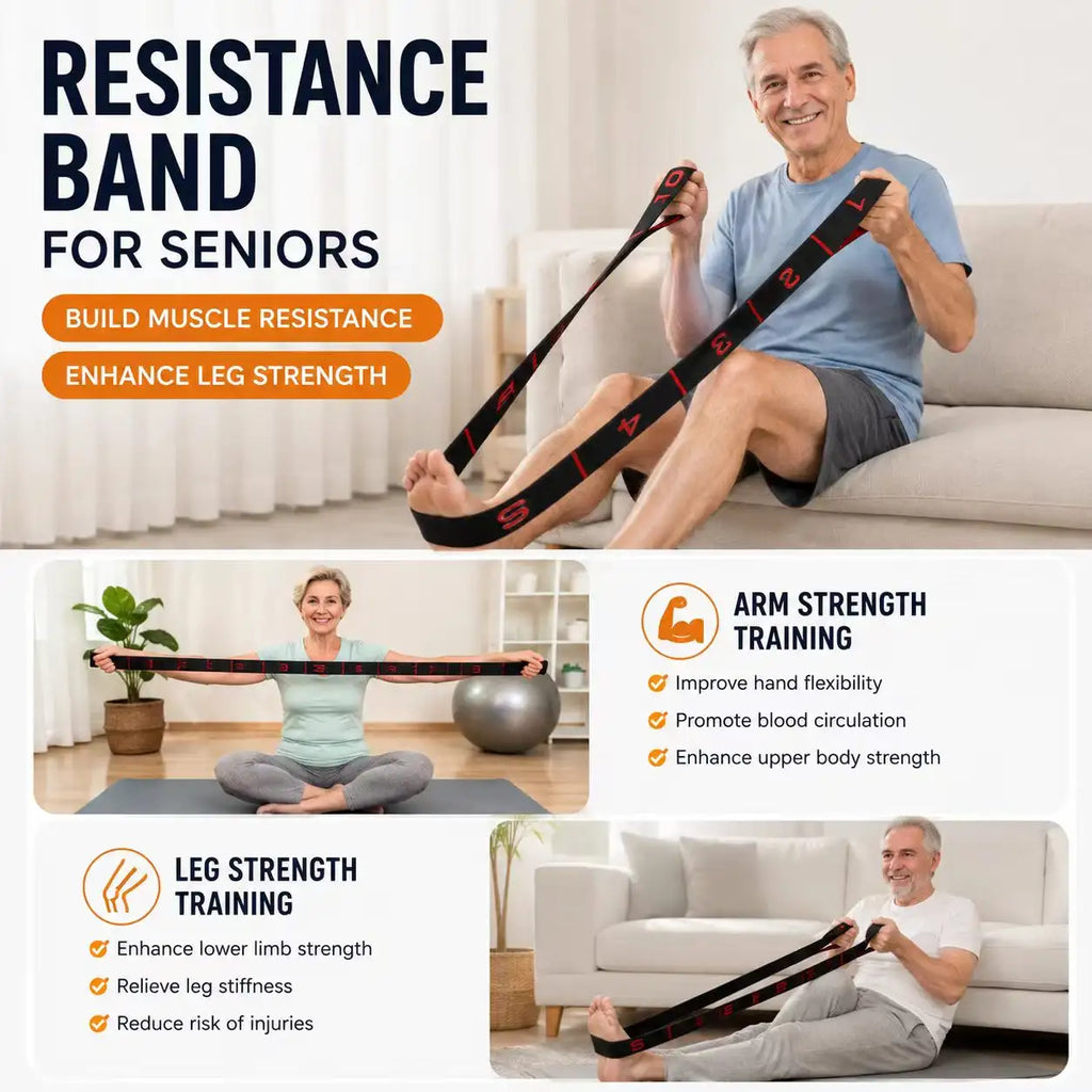 Multi-Loop Resistance Stretch Band for Seniors – Full Body Strength & Flexibility Trainer