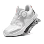 Dual-Mode Spring Shock-Absorbing Running Shoes with Rotary Lacing System