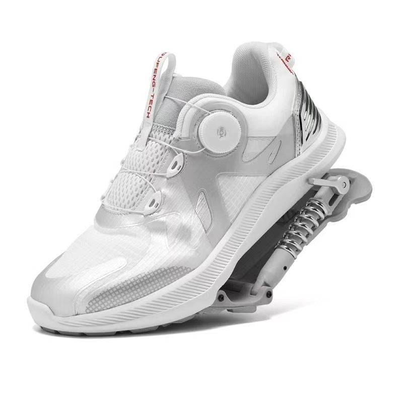 Dual-Mode Spring Shock-Absorbing Running Shoes with Rotary Lacing System