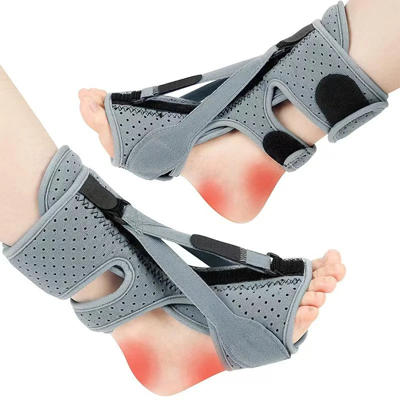 Adjustable Three-Strap Foot Drop Support Brace for Night & Home Use