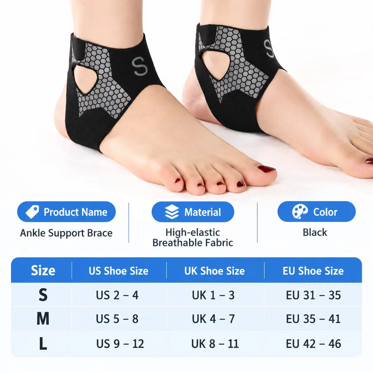 Honeycomb Ankle Support Brace with Dual Adjustable Straps