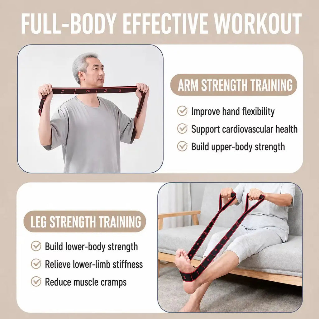 Multi-Loop Resistance Stretch Band for Seniors – Full Body Strength & Flexibility Trainer